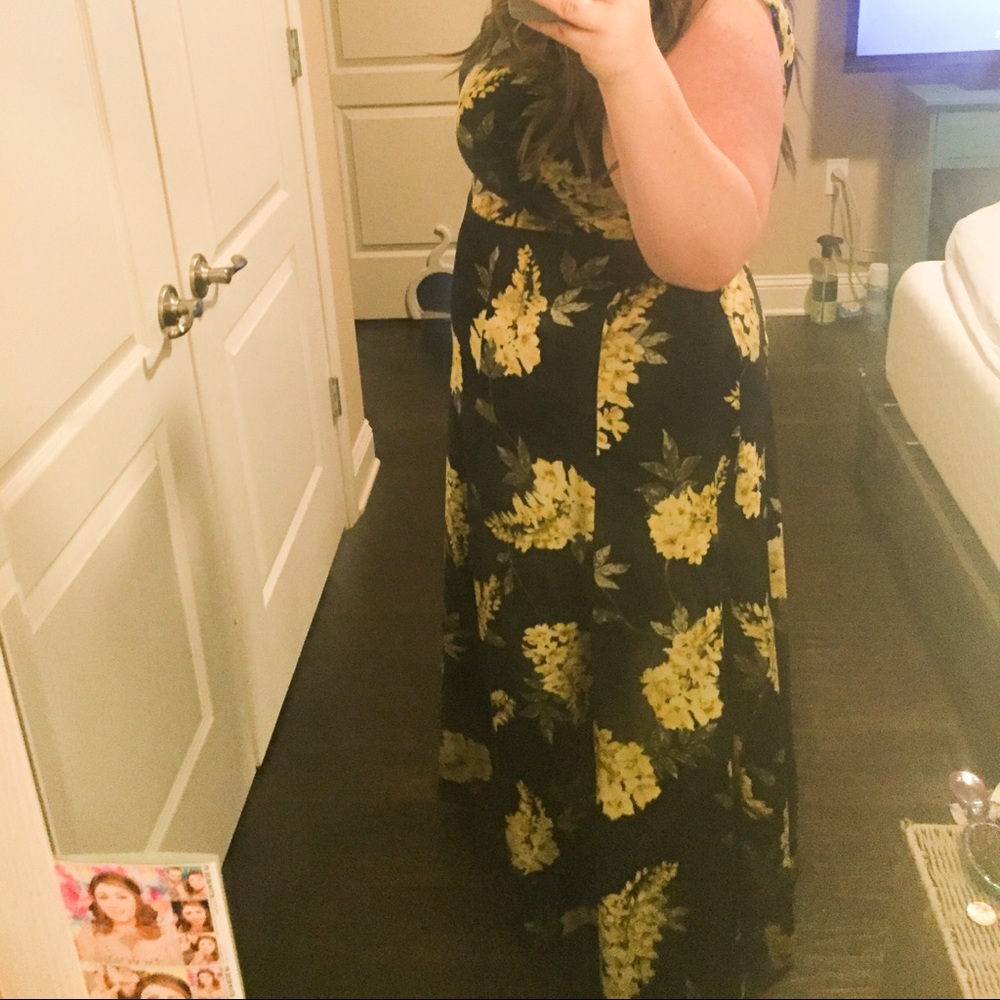 Floor length dress yellow flowers